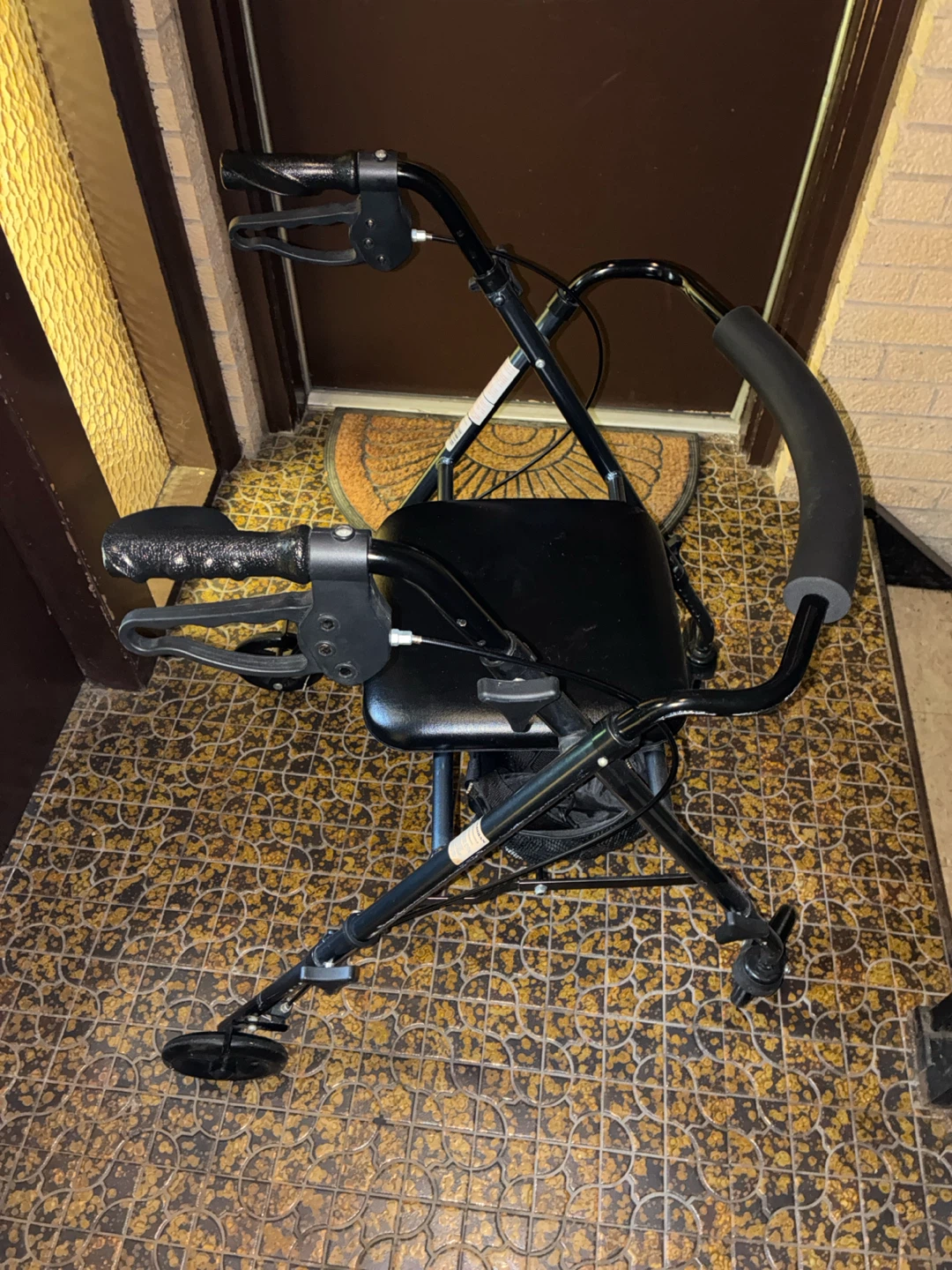 Black Rolling Walker with Seat