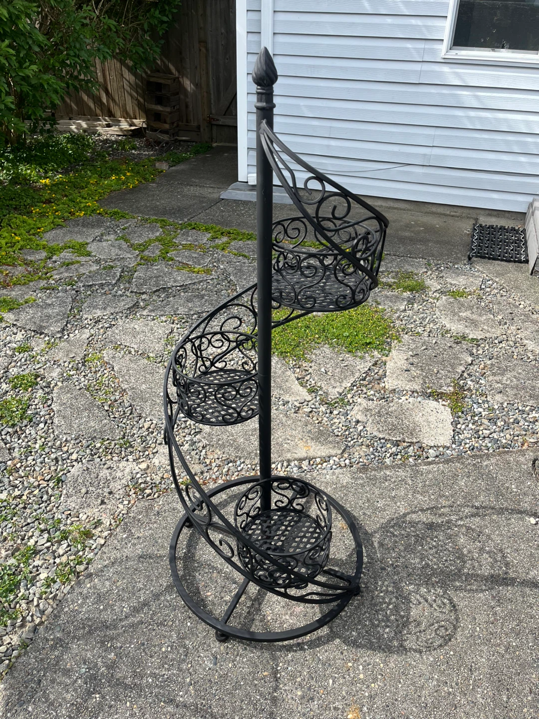 Vintage Black Metal Spiral Plant Stand