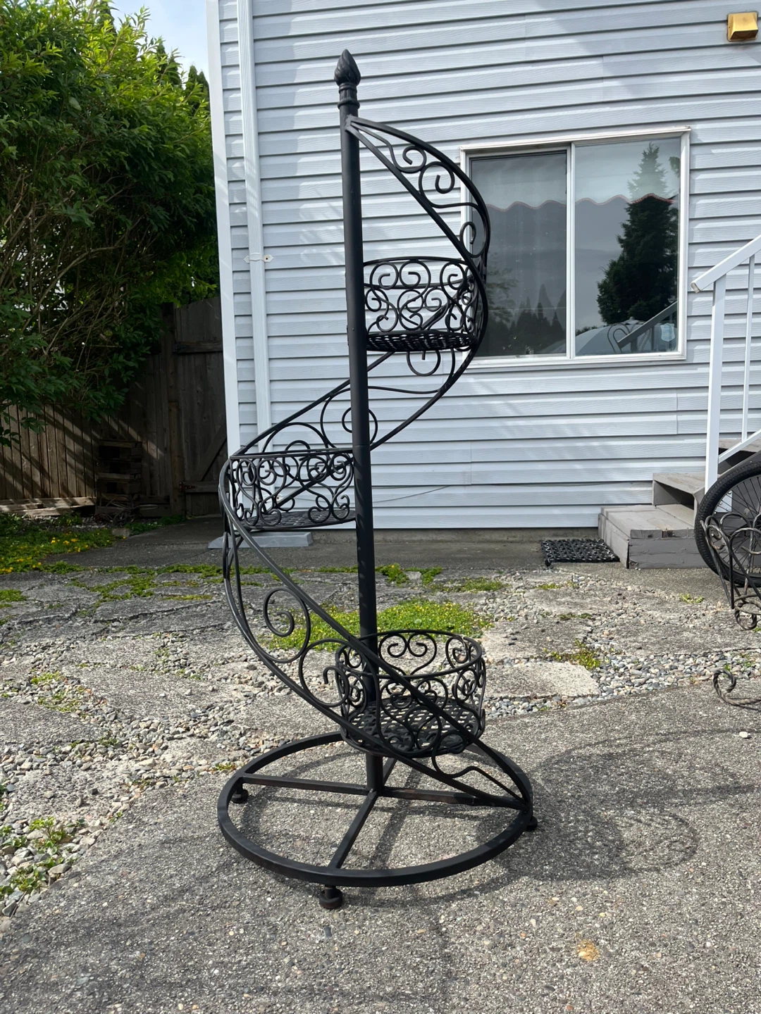 Vintage Black Metal Spiral Plant Stand - photo 2