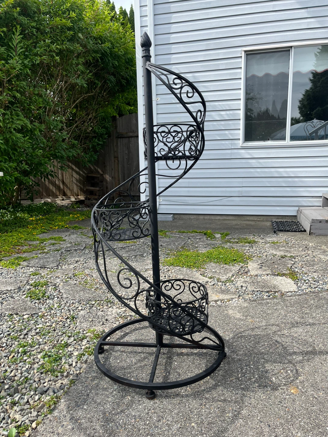 Vintage Black Metal Spiral Plant Stand - photo 3