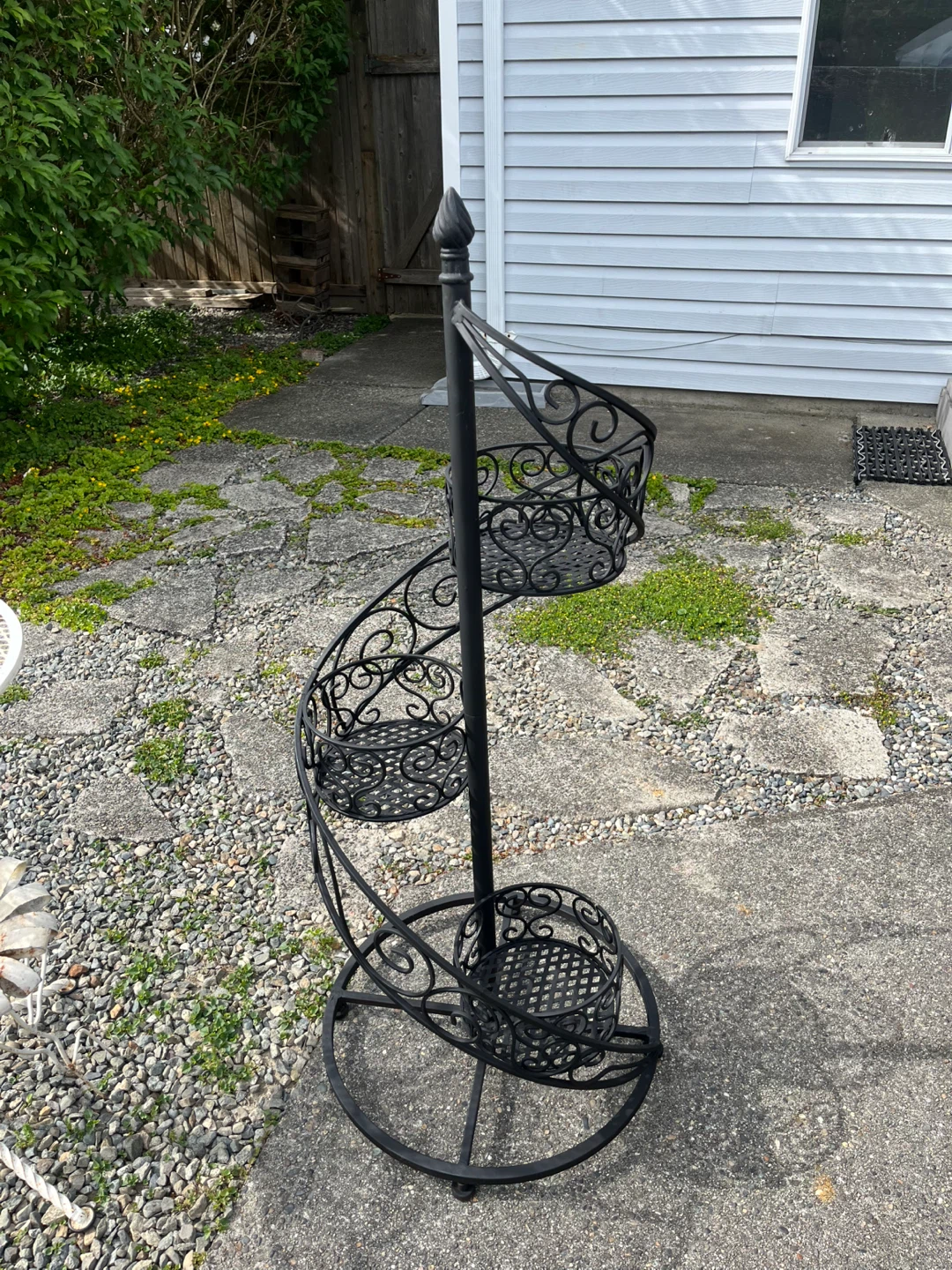 Vintage Black Metal Spiral Plant Stand - photo 4