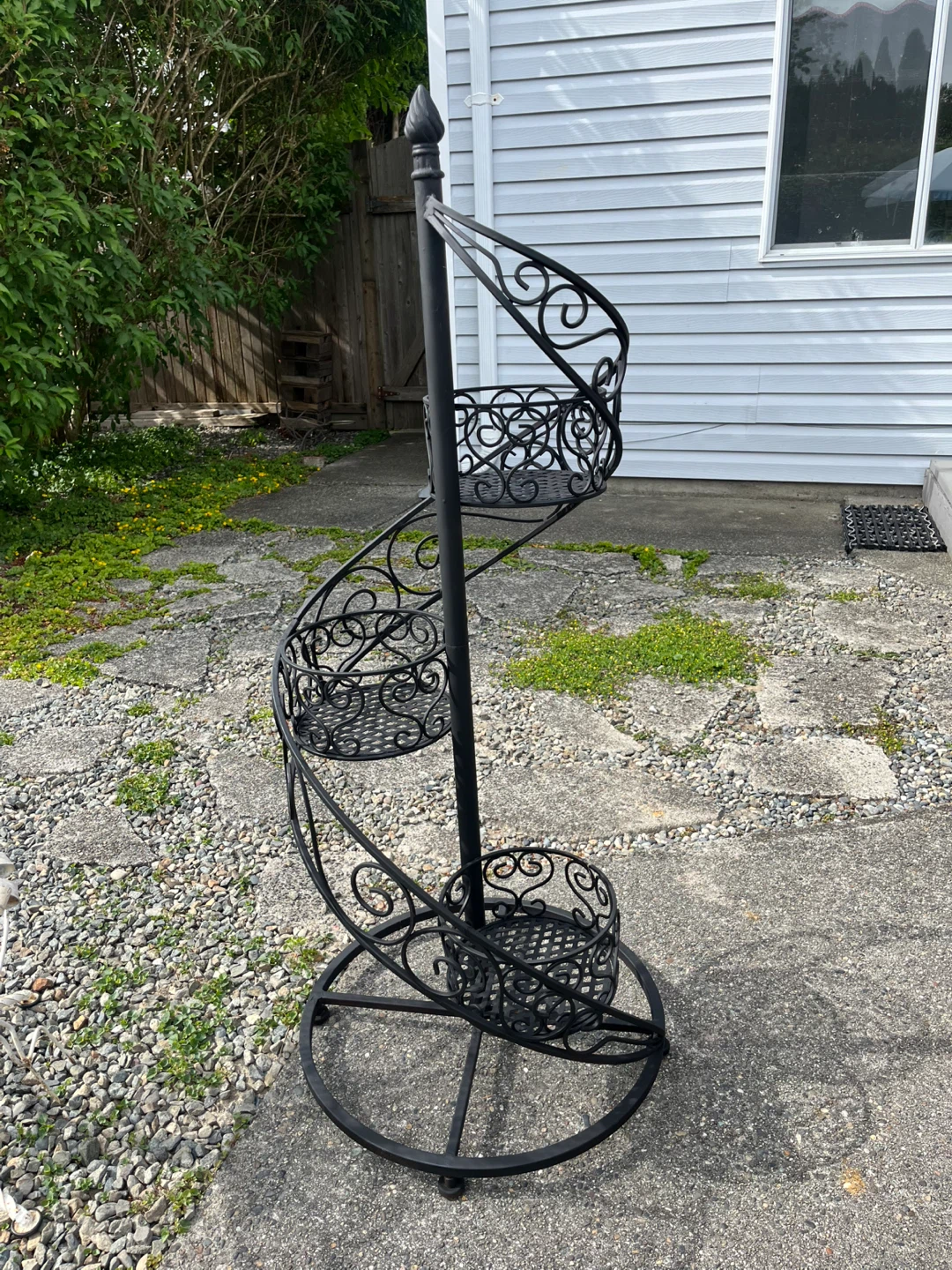 Vintage Black Metal Spiral Plant Stand - photo 5