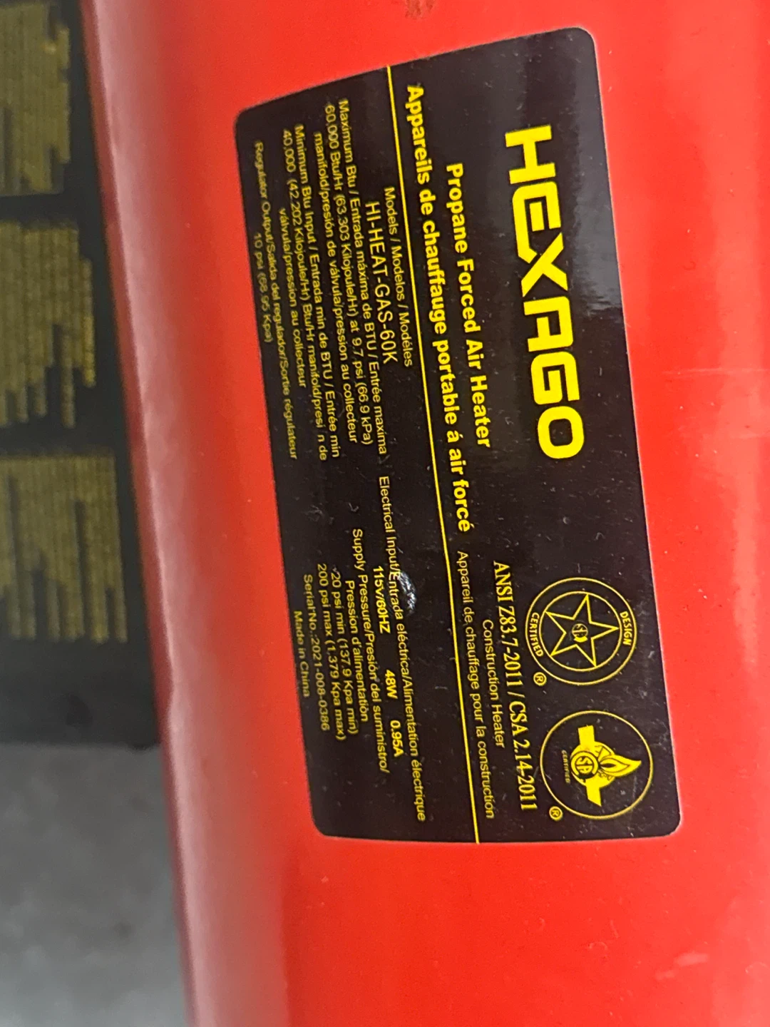 HEXAGO Propane Forced Air Heater HI-HEAT-GAS-60K - photo 2