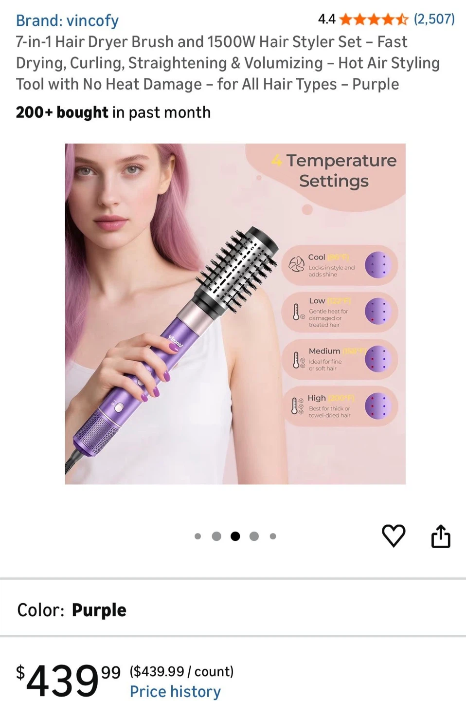 7-in-1 Air Styler Hair Dryer Brush Set - Purple - photo 4
