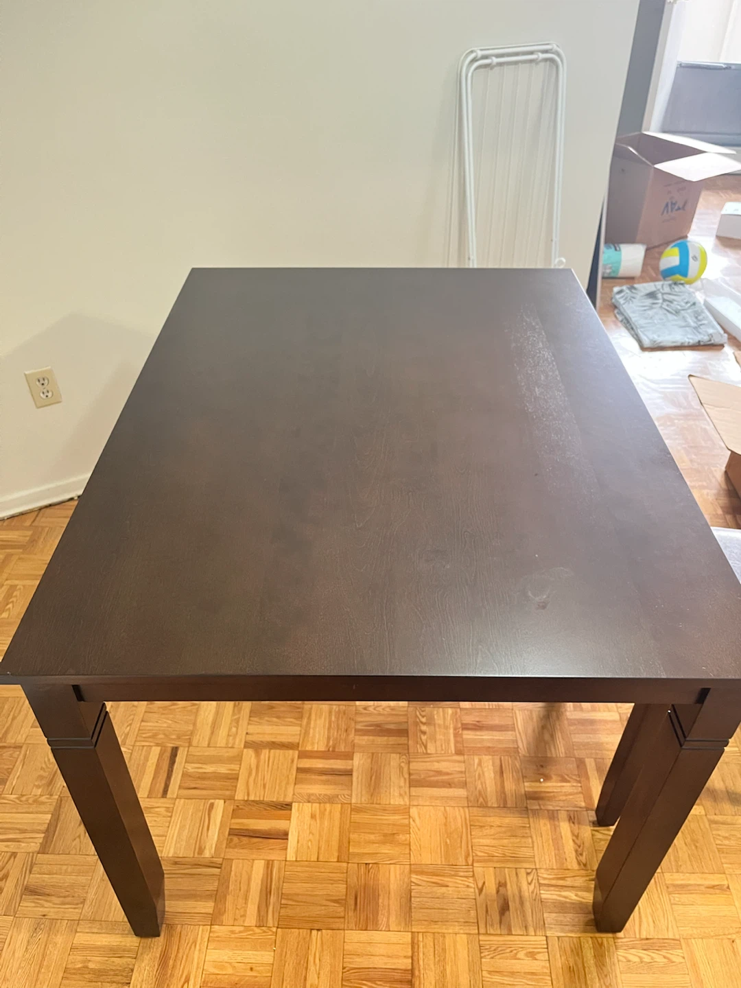 Dark Hard Wood Dining Table and 4 Chairs Set