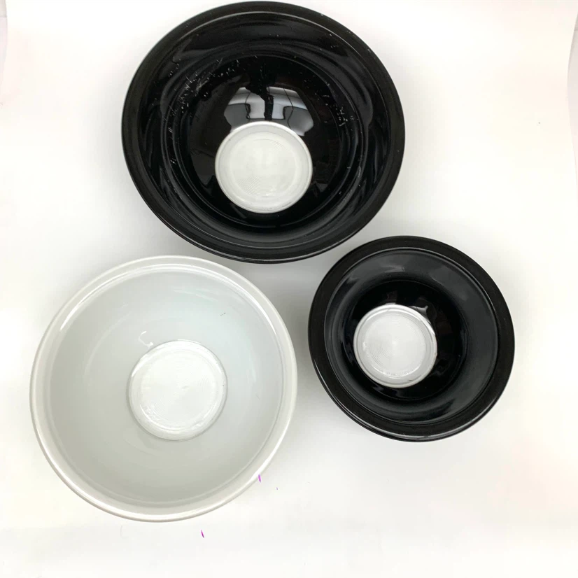 3 Glass Mixing Bowls Kitchen Serving Bowl Set Black White Baking - photo 2