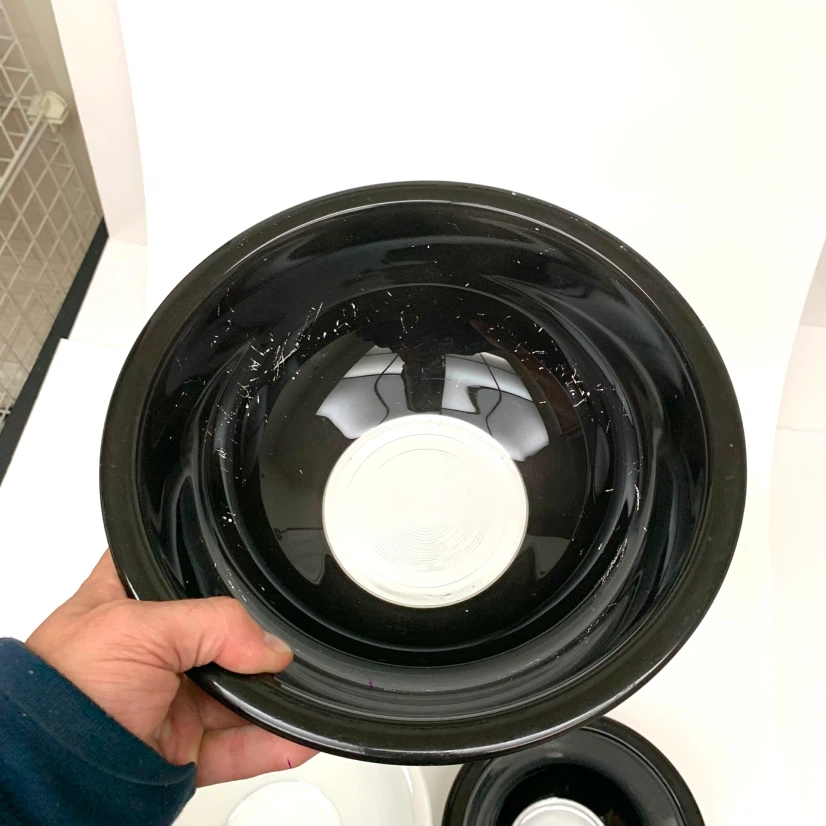 3 Glass Mixing Bowls Kitchen Serving Bowl Set Black White Baking - photo 5