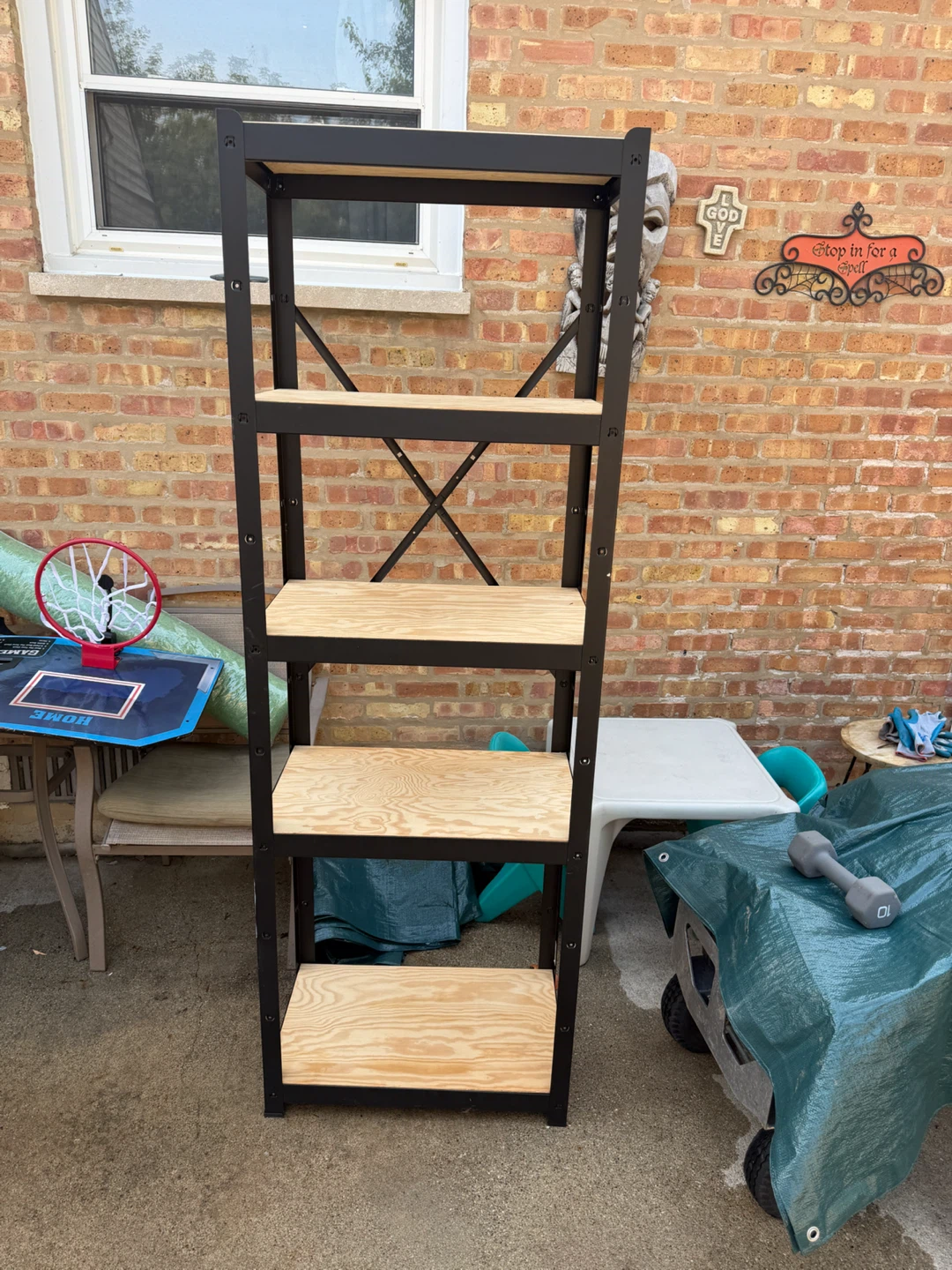 5-Shelf Metal and Wood Storage Shelving Unit