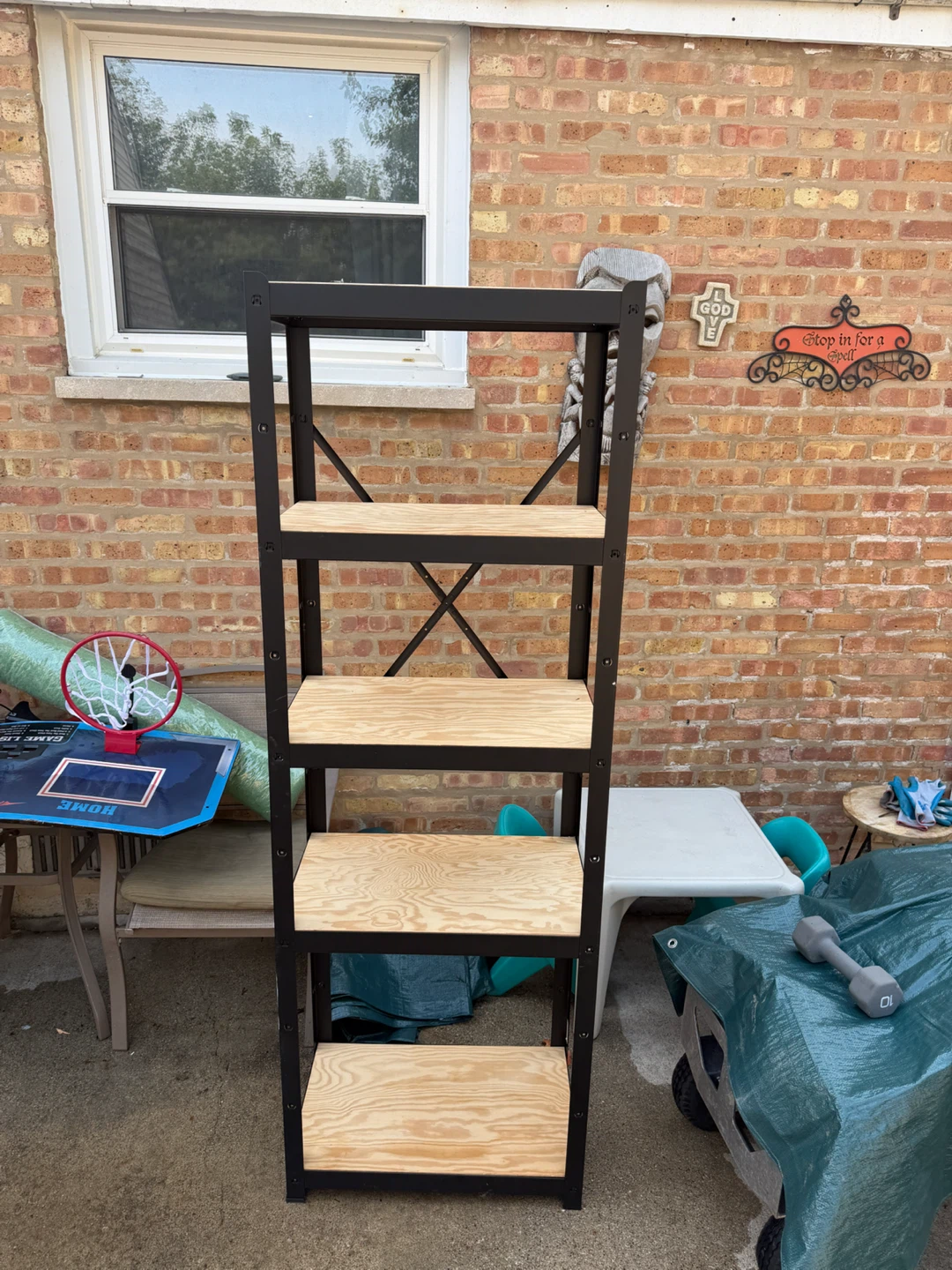 5-Shelf Metal and Wood Storage Shelving Unit - photo 2