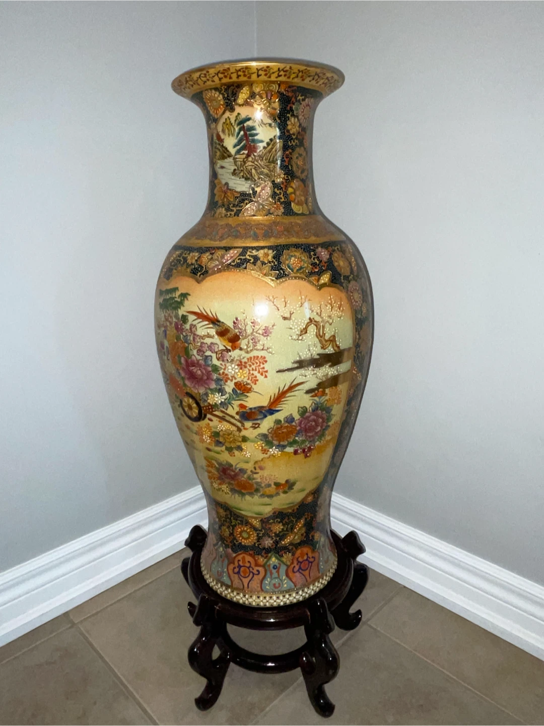 Large Decorative Vase with Stand