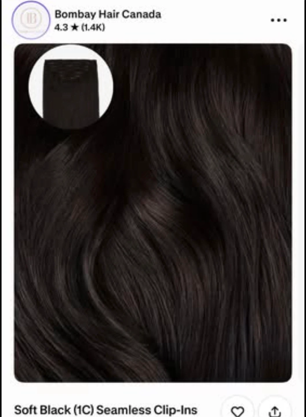 Bombay Hair Canada Soft Black Seamless Clip-Ins - photo 2