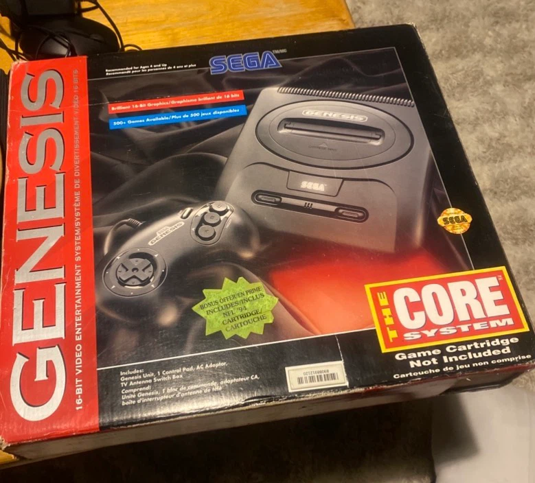 SEGA Genesis Console System in box with controllers and cables