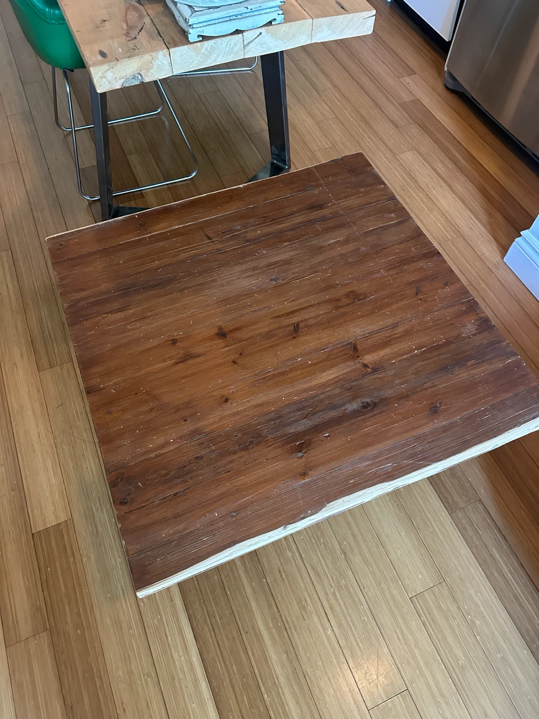 RUSTIC VINTAGE RECLAIMED WOOD COFFEE TABLE GEOMETRICAL STEEL - photo 4