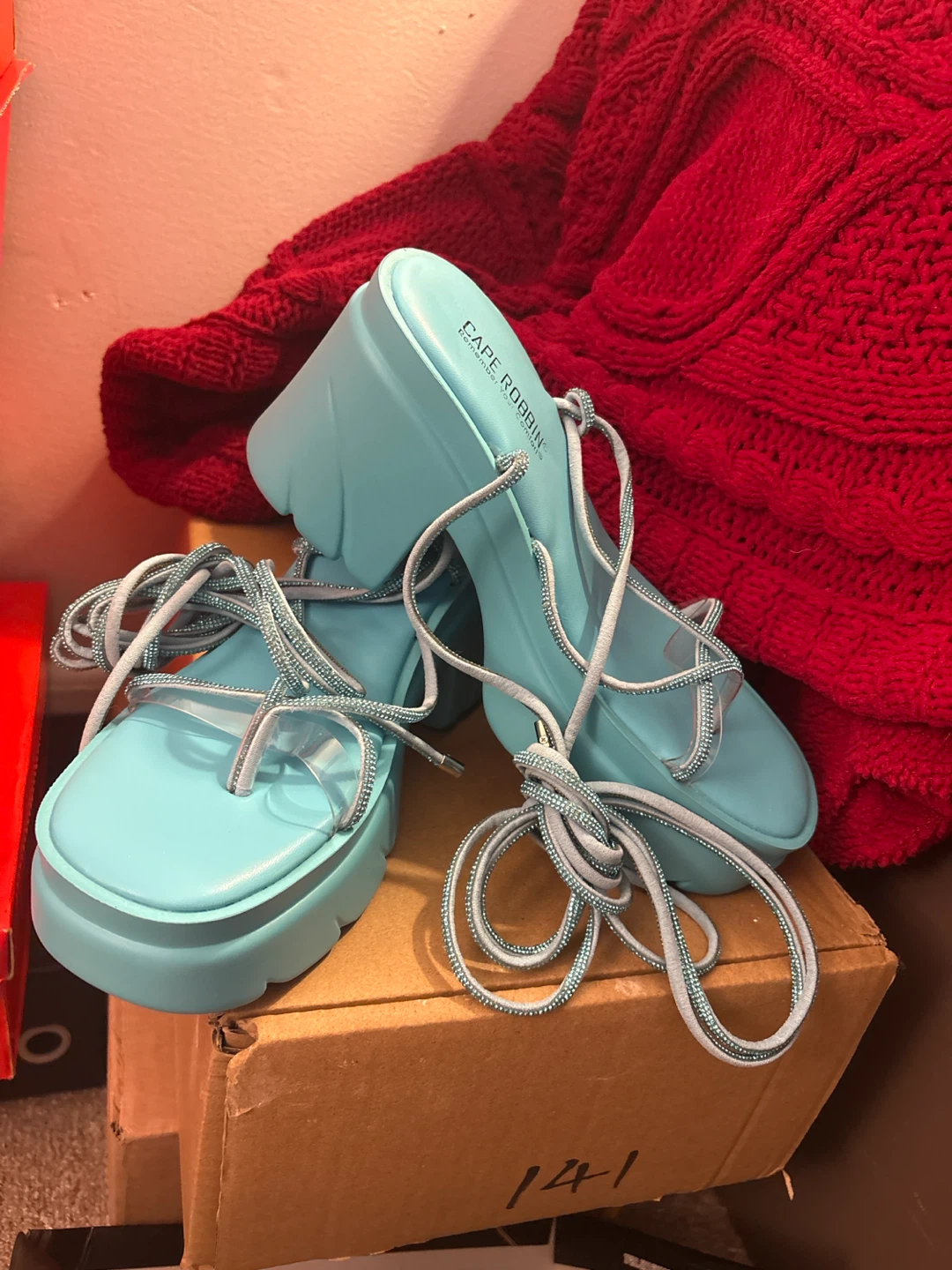 Cape Robbin Teal Blue Rhinestone Platform Sandals - photo 2