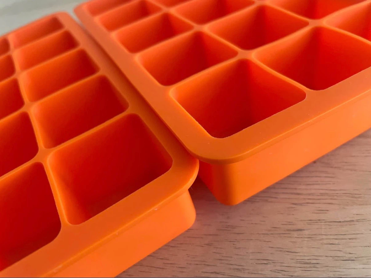 Set of 2 Orange Silicone Ice Cube Trays with Lids - photo 2