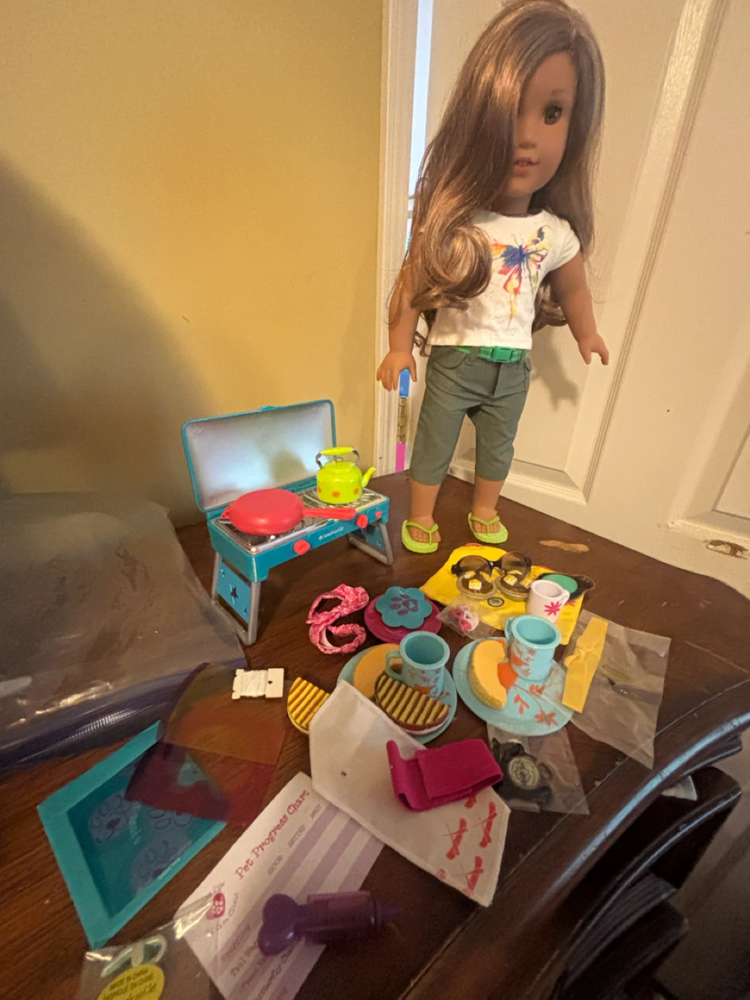 American Girl Doll and  Camping Grill Set