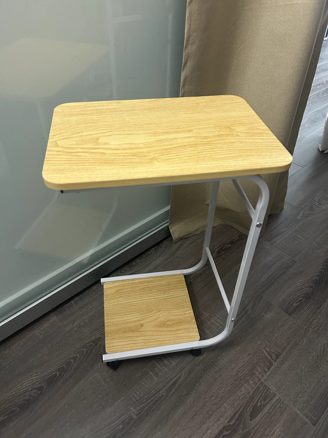 C-Shaped Side Table with Wheels
