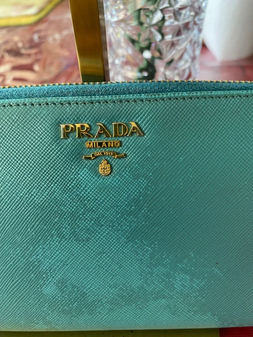 Prada Teal Saffiano Leather Zip Around Wallet - photo 2