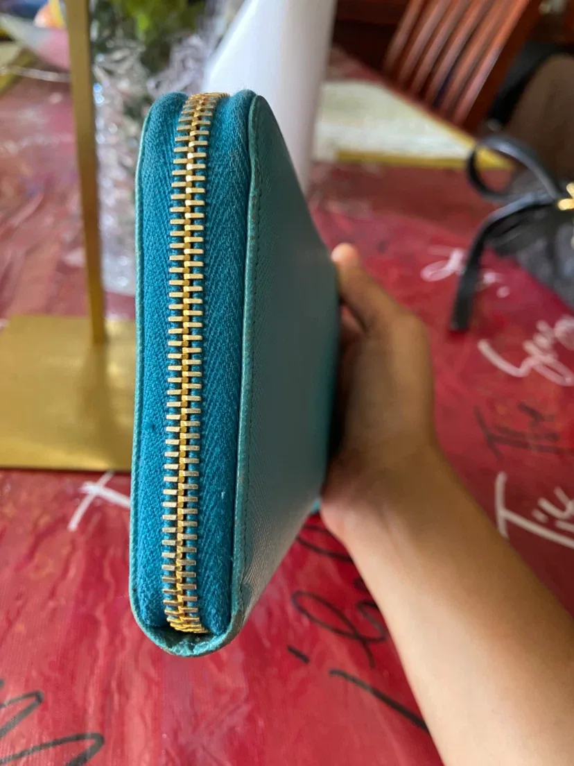 Prada Teal Saffiano Leather Zip Around Wallet - photo 5