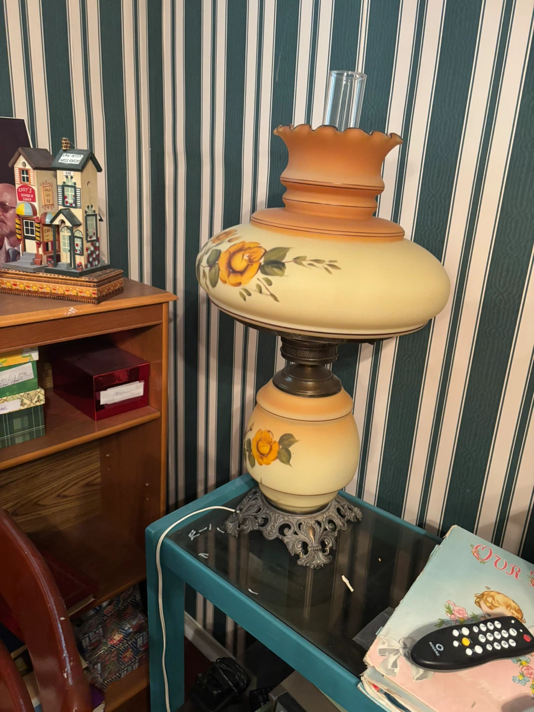 Vintage Rose Painted Glass lamps - photo 2