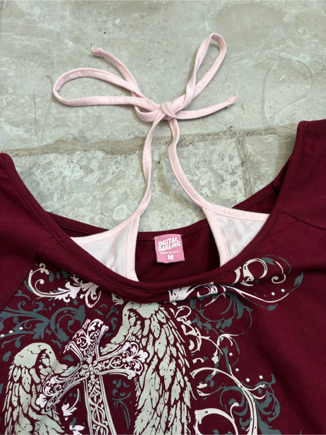 Digital Darling Burgundy Grunge Y2K Top - photo 2