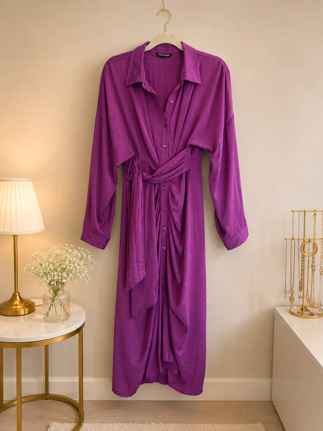 Steve Madden Purple Button-Up Midi Dress Size 10