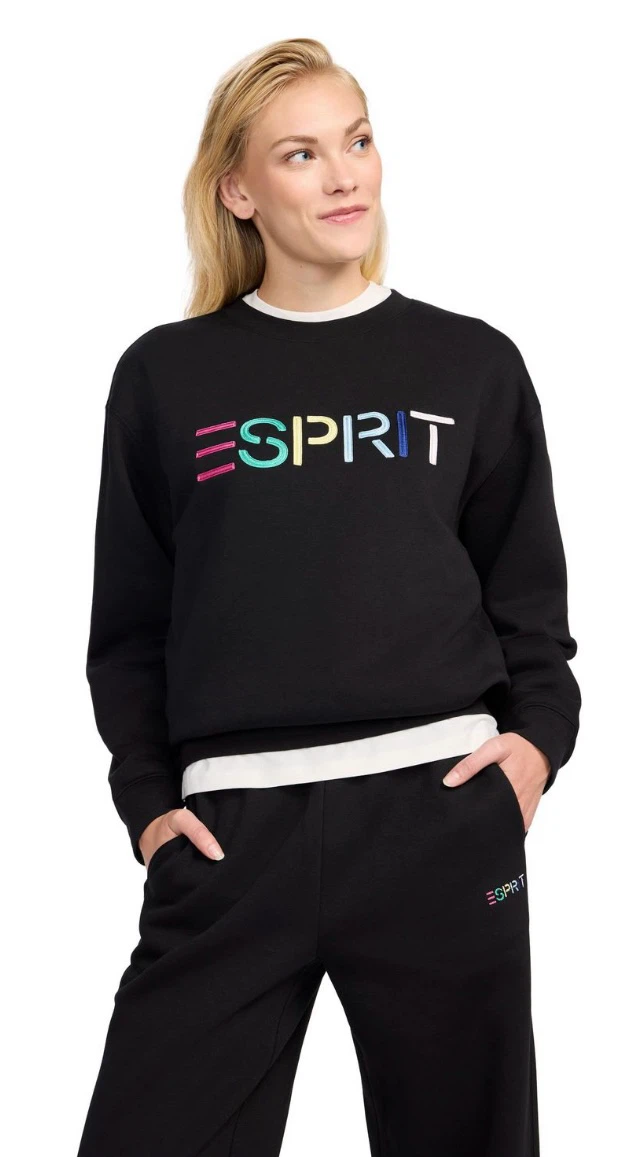 ESPRIT Women’s Fleece Embroidered Logo Sweatshirt, Retro 80s - photo 2