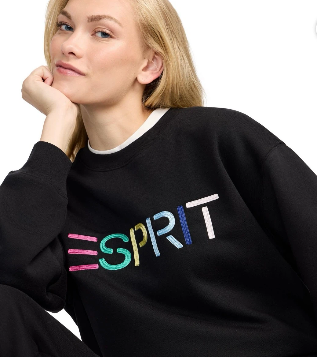 ESPRIT Women’s Fleece Embroidered Logo Sweatshirt, Retro 80s - photo 5