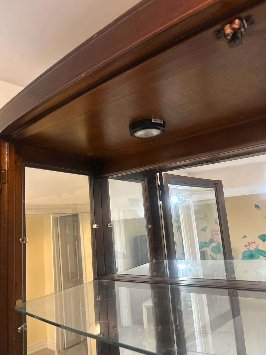 Dark Wood China Cabinet with Glass Doors and Shelves - photo 5