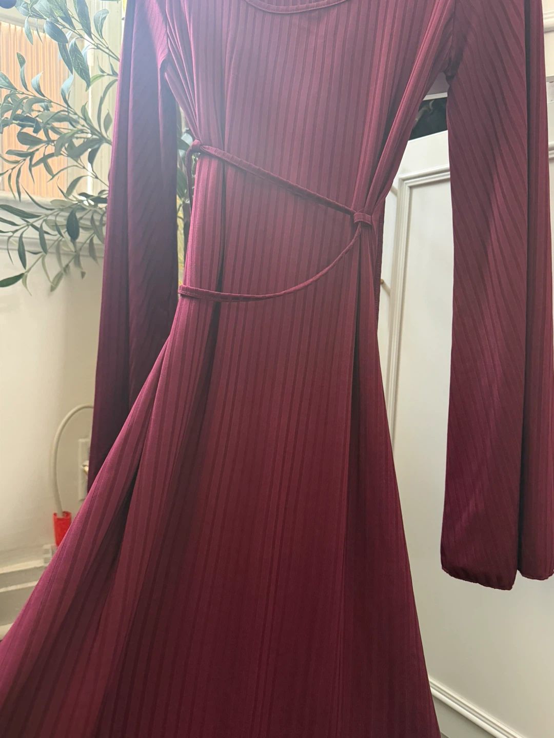 Maroon Ribbed Maxi Dress - photo 2