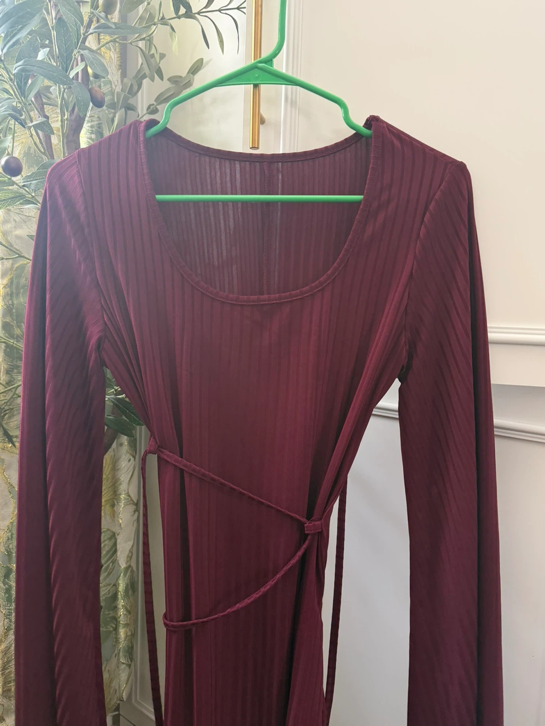 Maroon Ribbed Maxi Dress - photo 3