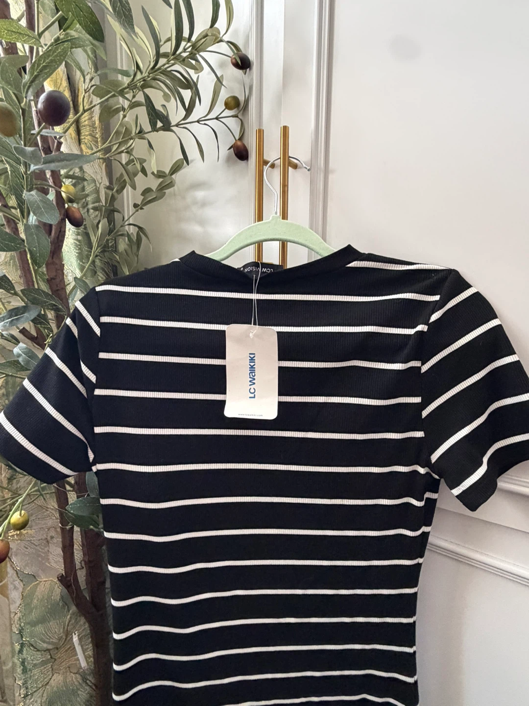 LC Waikiki Striped Knit Dress - Black/White