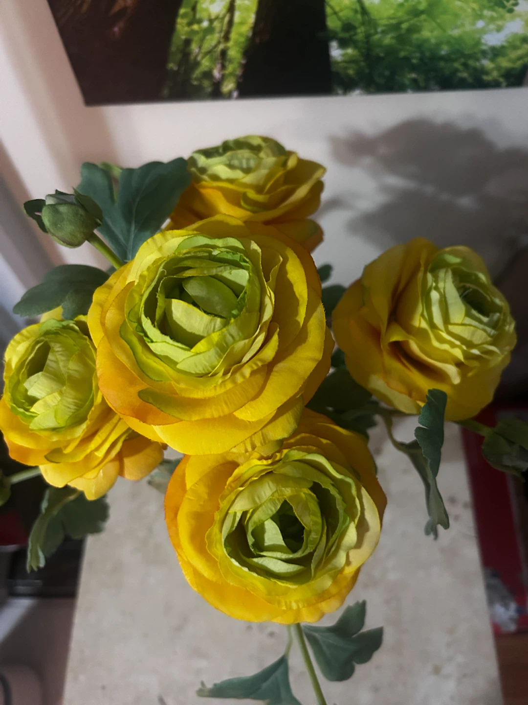 Yellow Artificial Ranunculus Arrangement in Glass Vase - photo 3
