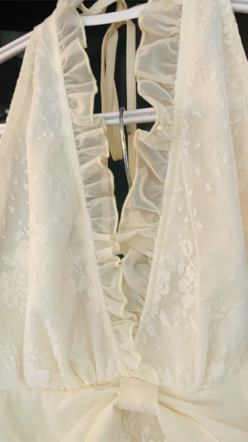 Cream Lace Halter Neck Dress - photo 2