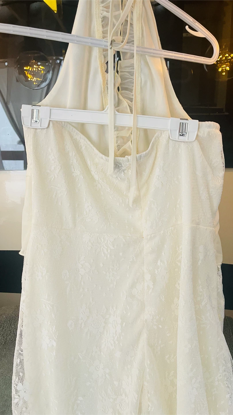 Cream Lace Halter Neck Dress - photo 5