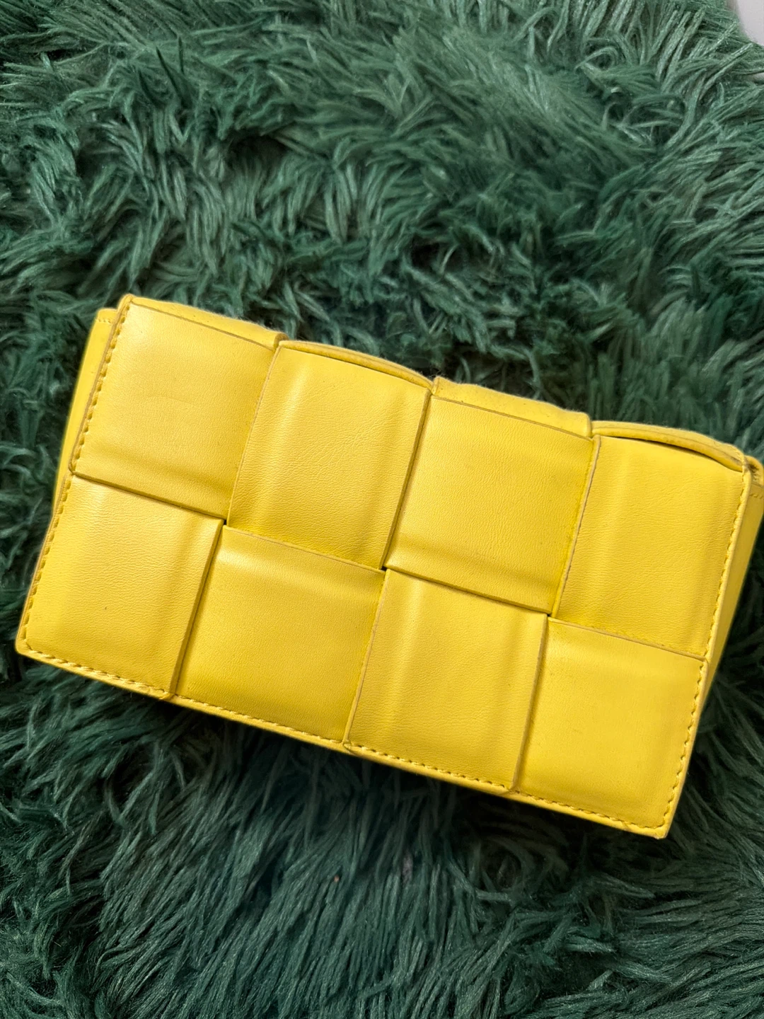 Yellow Woven Clutch/Crossbody Bag