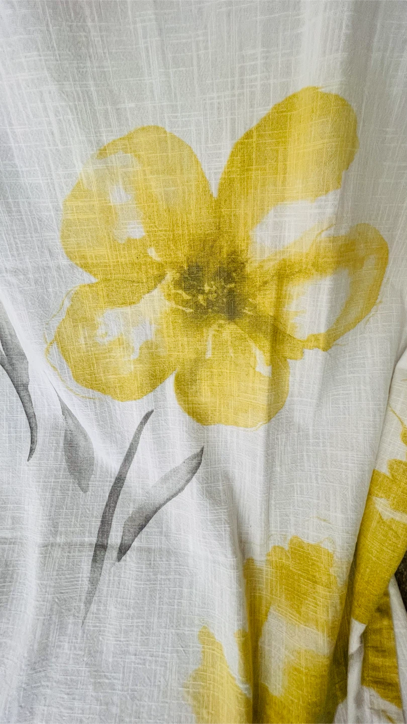 Floral Print Curtain Panel - Yellow Flowers - photo 2