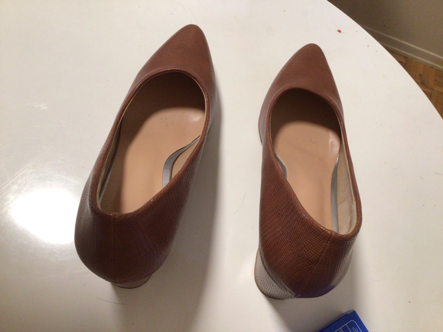 Brown Faux Leather Pointed Toe Heels - photo 3