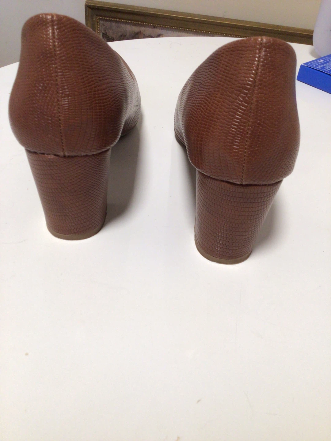 Brown Faux Leather Pointed Toe Heels - photo 4