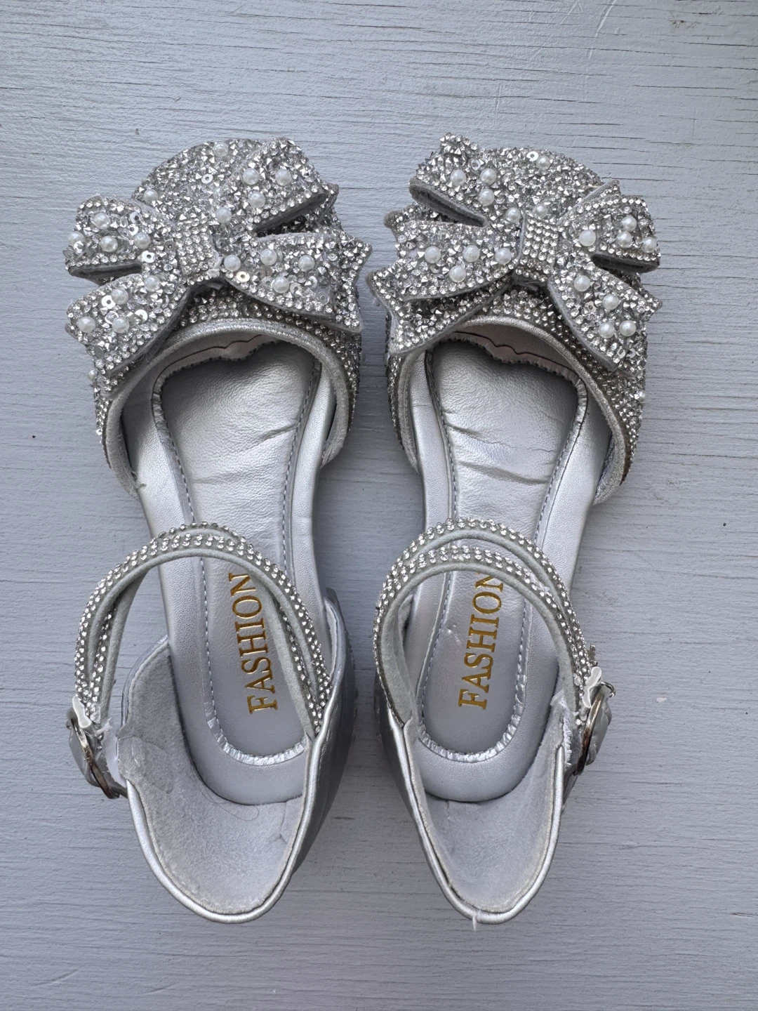 Kids Sparkly Silver Princess Sandals - 11-12C