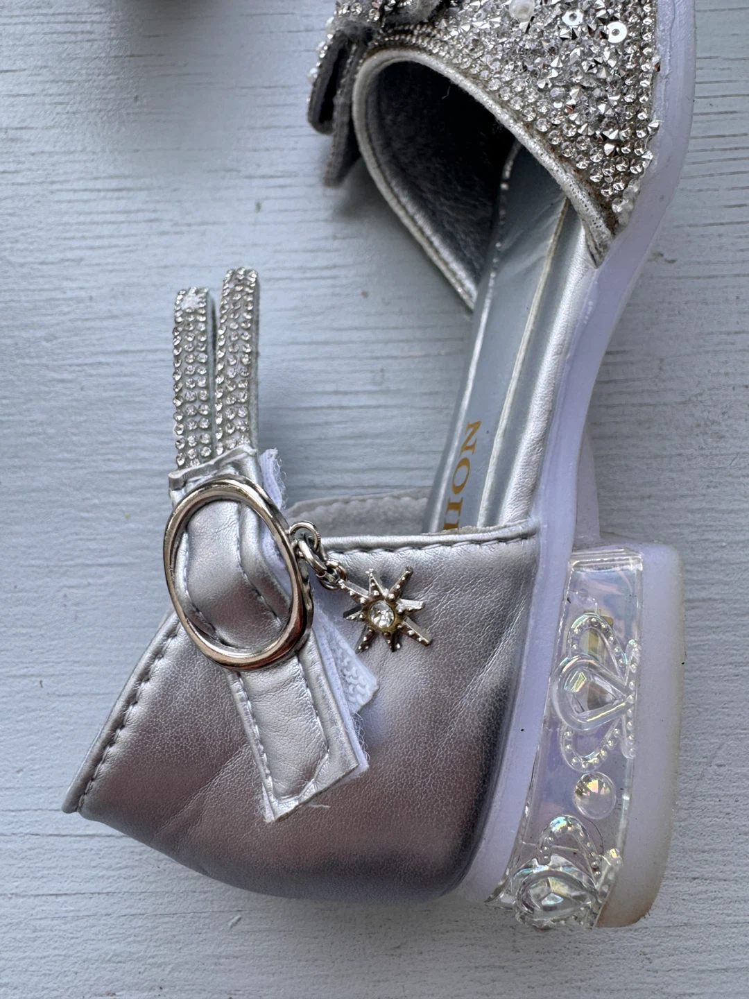 Kids Sparkly Silver Princess Sandals - 11-12C - photo 3