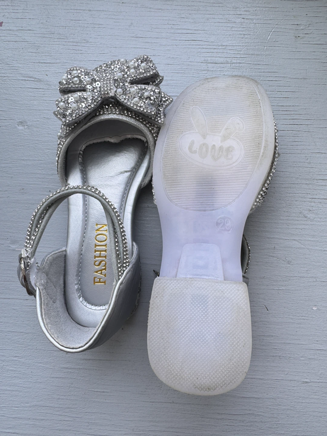 Kids Sparkly Silver Princess Sandals - 11-12C - photo 4