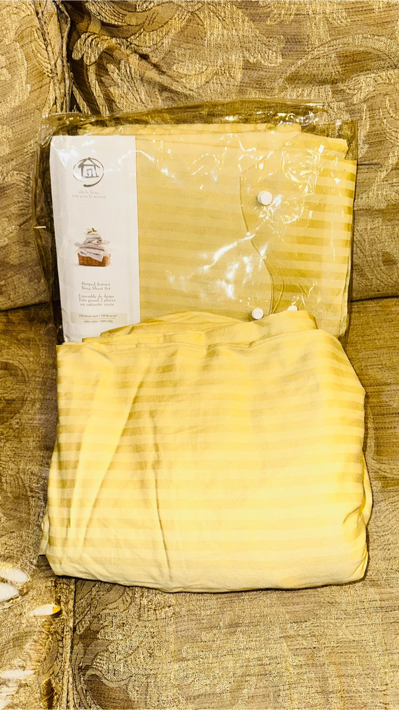 Whole Home Striped Sateen King Sheet Set