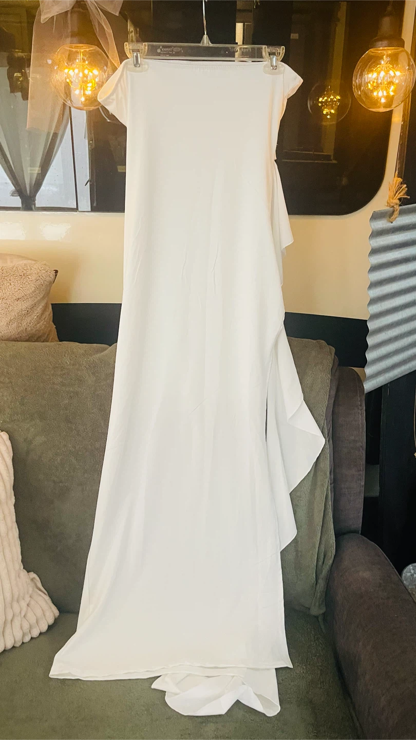 White Ruched Maxi Dress - photo 5