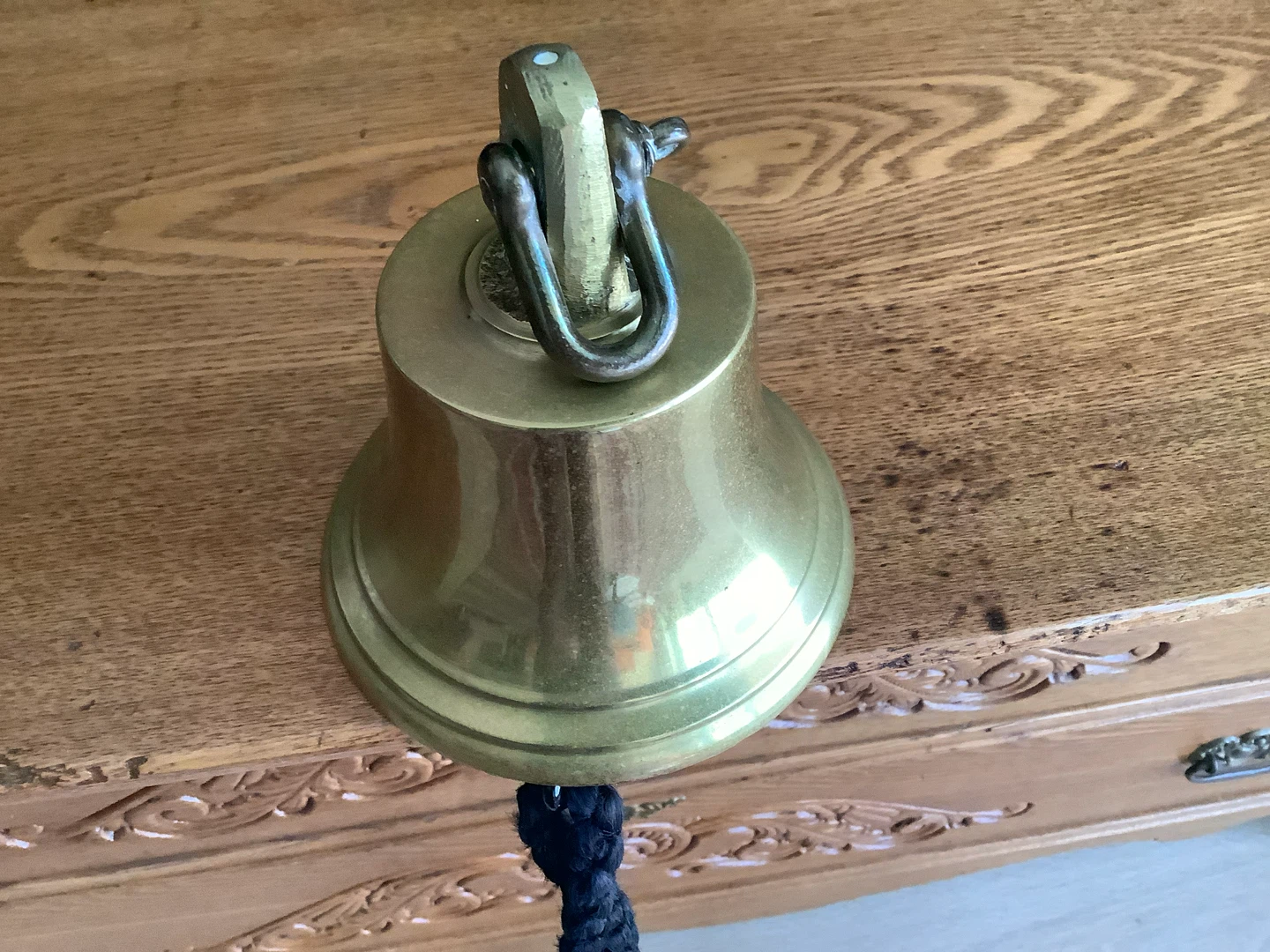 Vt Brass Nautical Wall Hanging Ship Bell w Wrought Iron Hanger 🐞 - photo 4