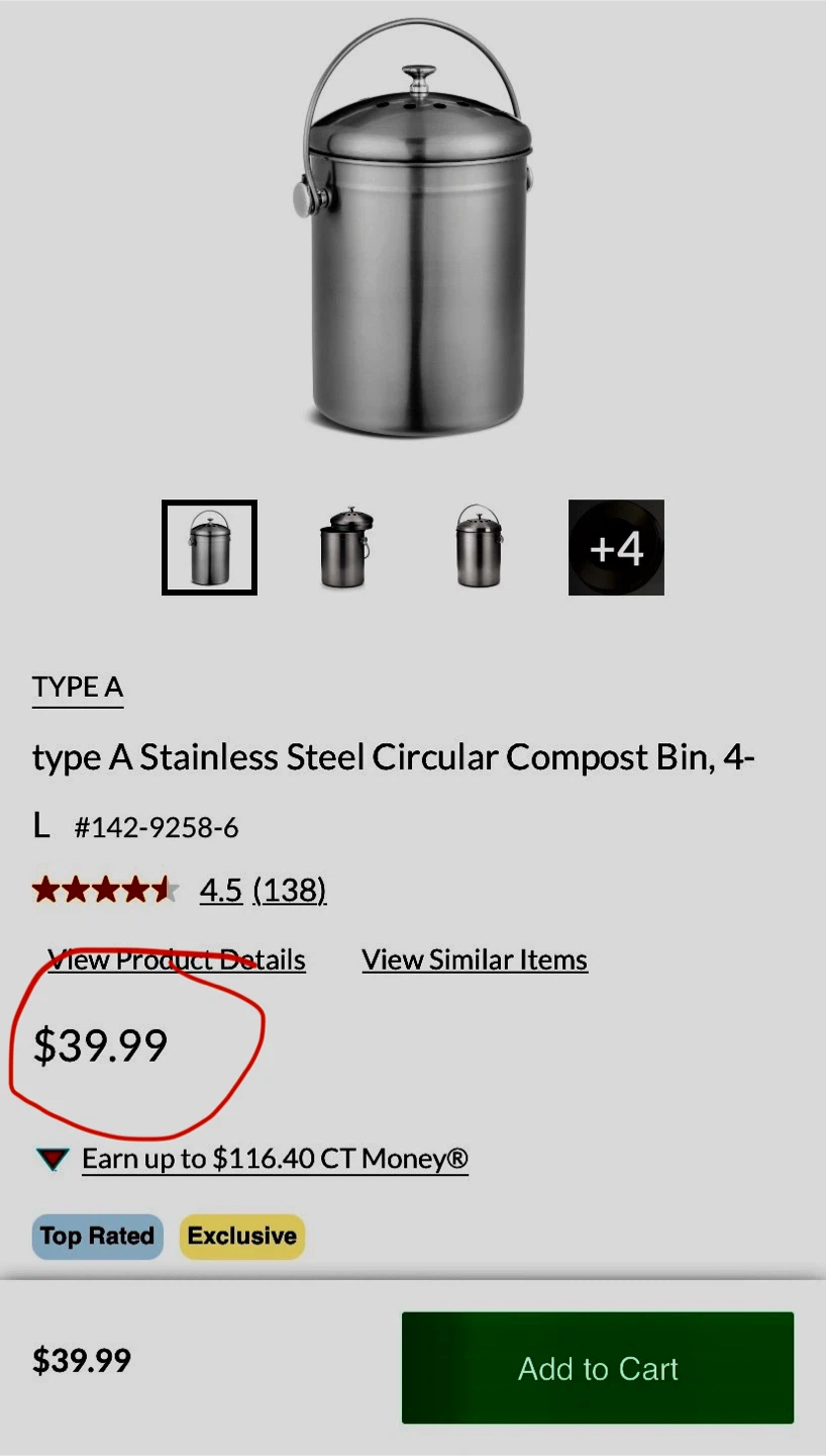 Stainless Steel Compost Bin with Filter - photo 3