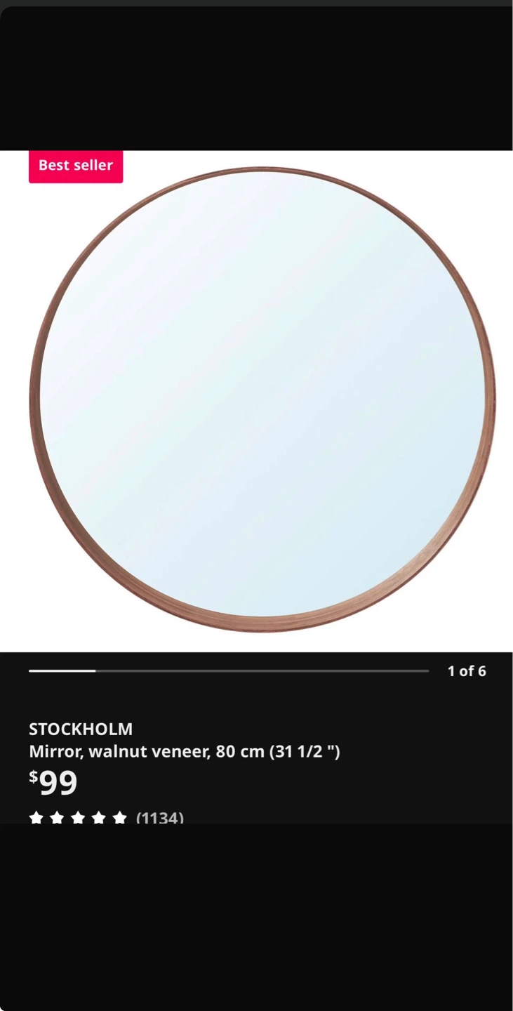 STOCKHOLM Mirror, Walnut Veneer, 80 cm - photo 2