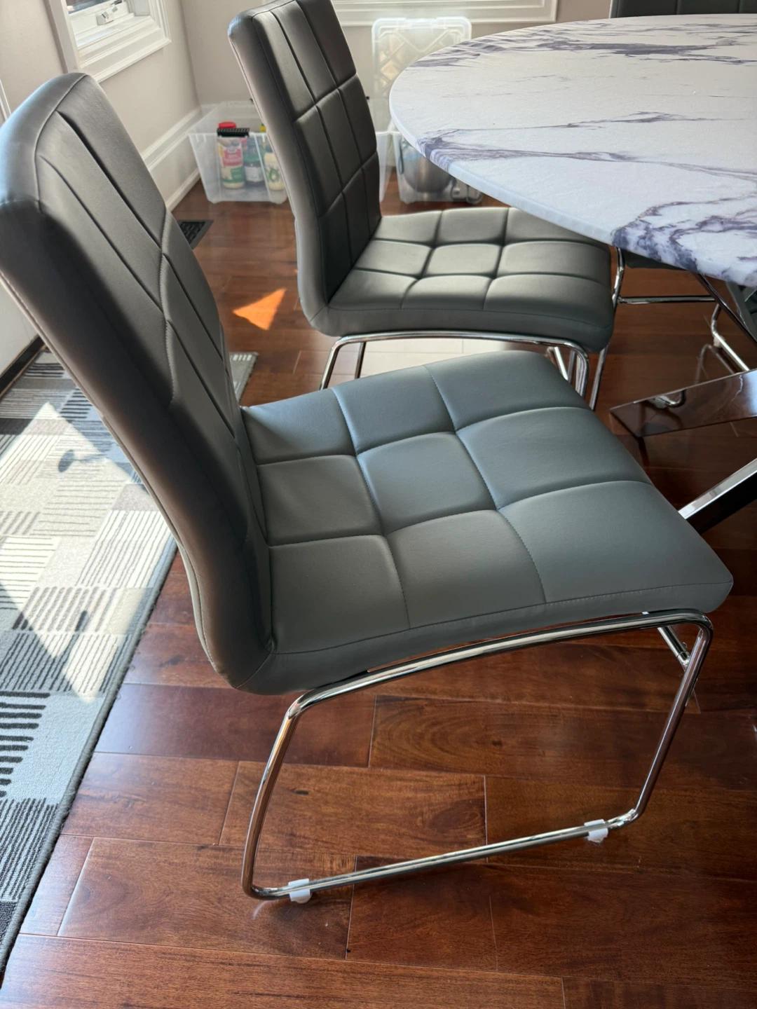 55” Round Glass Table with 6 Grey Chairs - photo 4