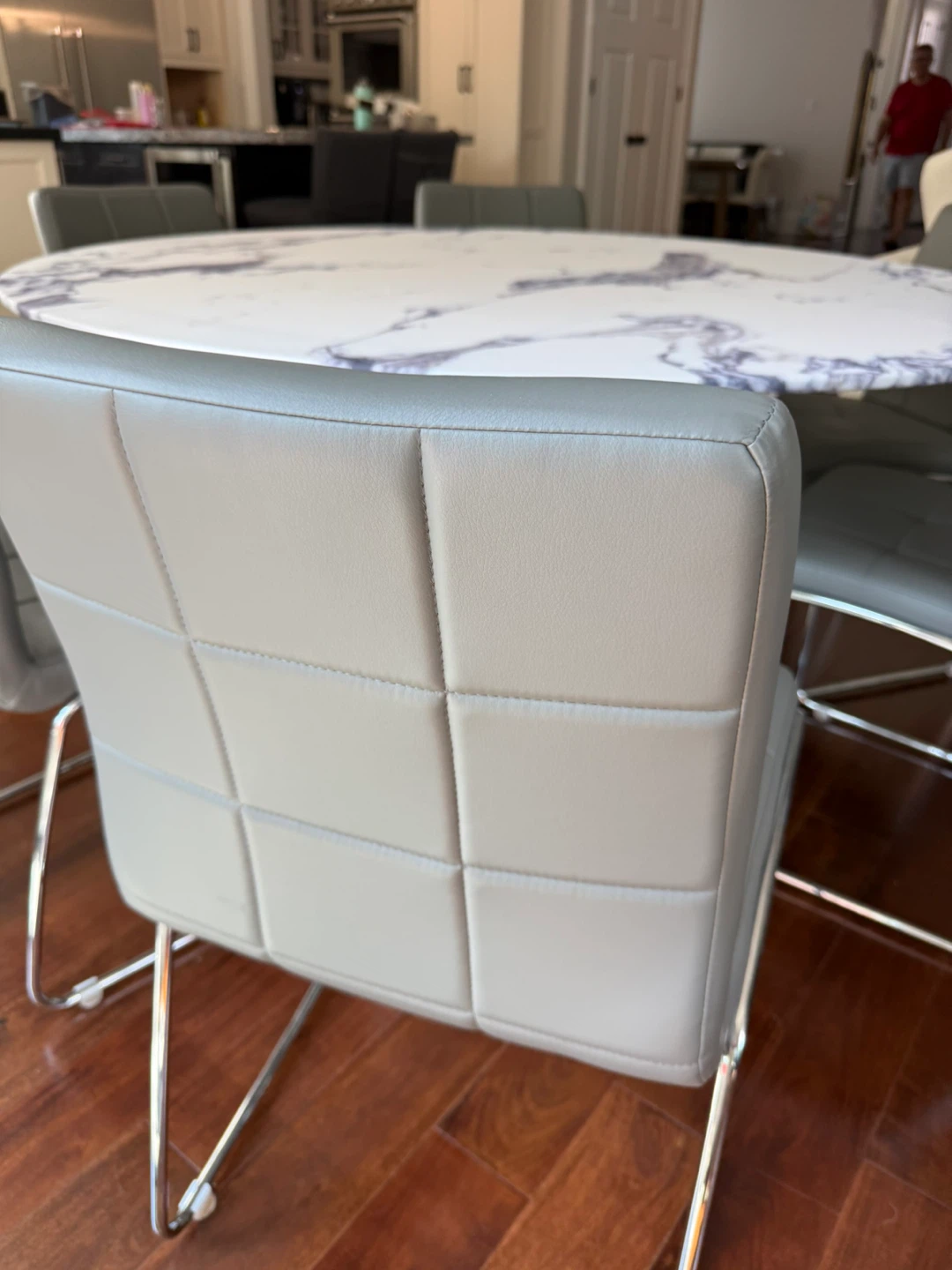 55” Round Glass Table with 6 Grey Chairs - photo 5