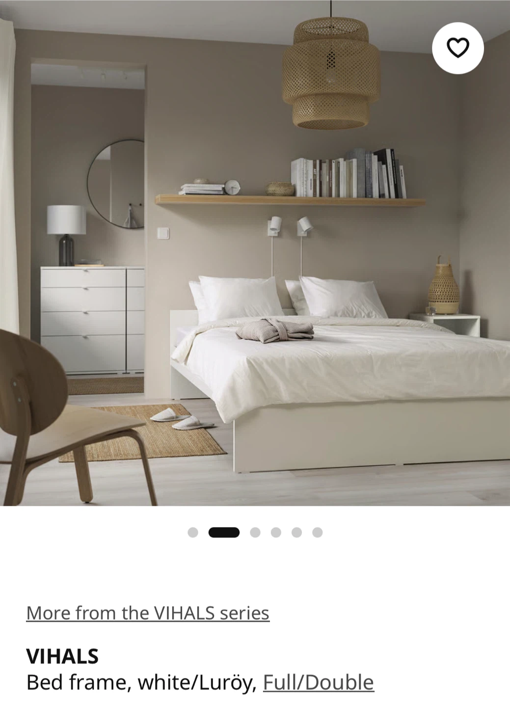 IKEA VIHALS Bed Frame - White/Luröy, Full/Double